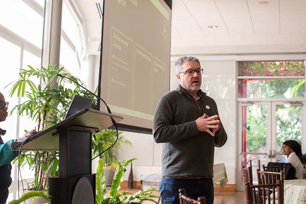 Michael Parker, Executive Director and Managing Attorney at Fair Shake Environmental Legal Services presented with Shawn Reed, Community Democracy Program Coordinator, on a breakout session focused on environmental law paths and opportunities.