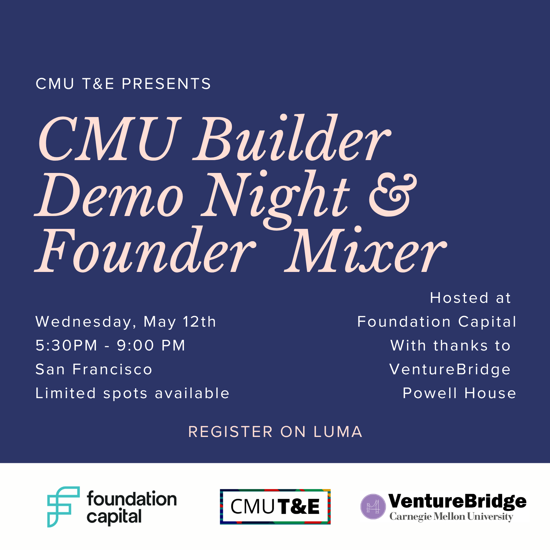 CMU Builder Demo Night & Founder Mixer (May 2026)