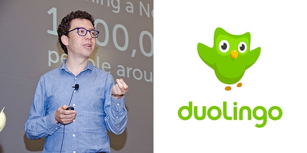 Luis von Ahn and the duolingo logo
