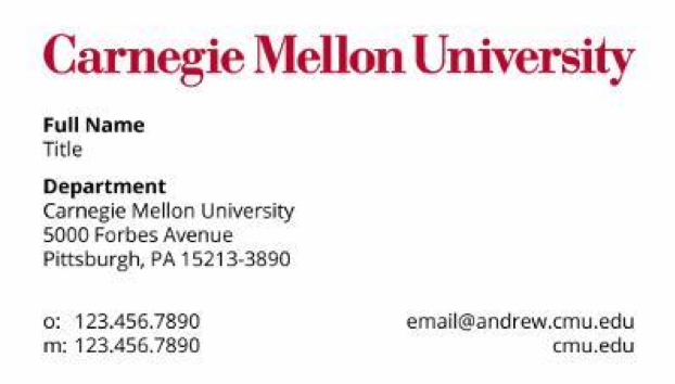 business cards office of tartan ink carnegie mellon university example name card