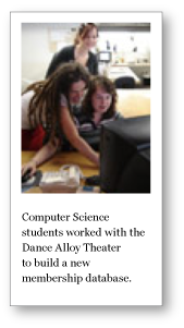 Computer Science students worked with the Dance Alloy Theater to build a new membership database.