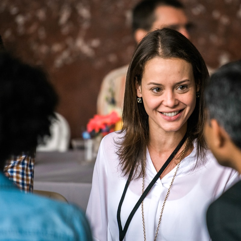 photo of MBA student at a networking event