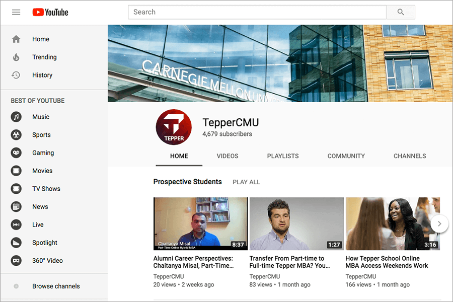 Tepper Youtube page