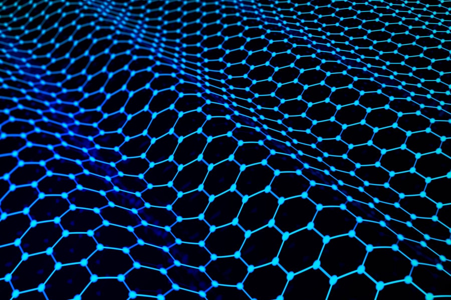 image of blue net graphic on dark background