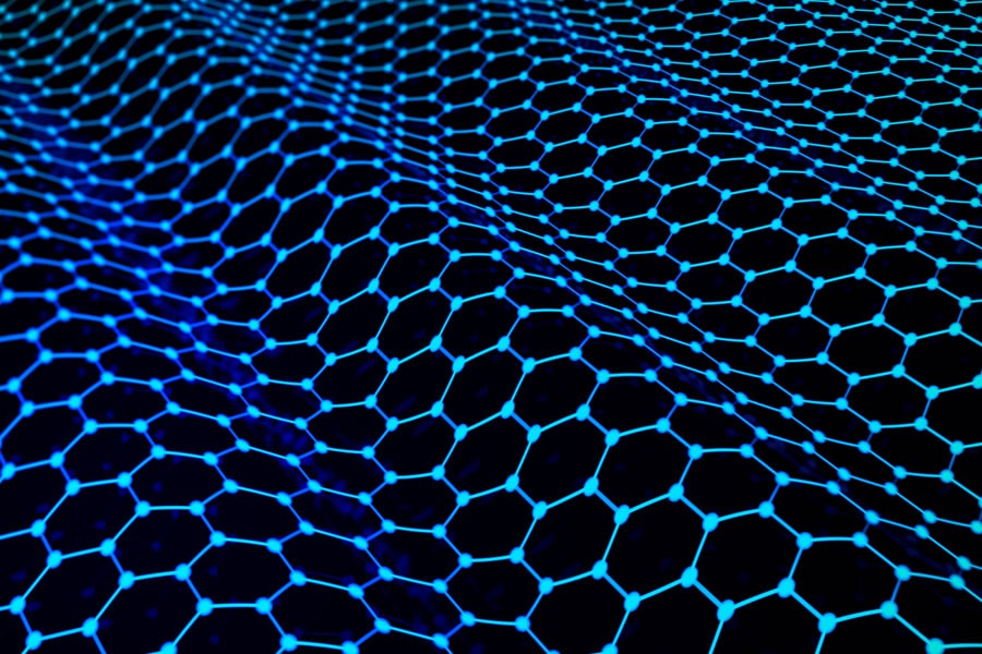 image of blue net graphic on dark background