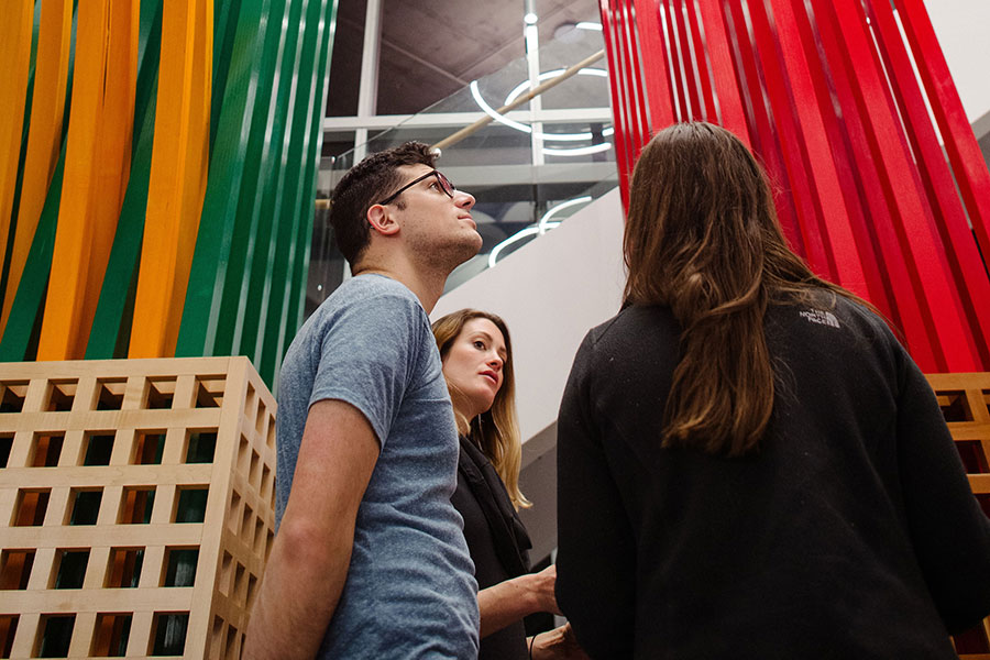 students at the emergence art installation