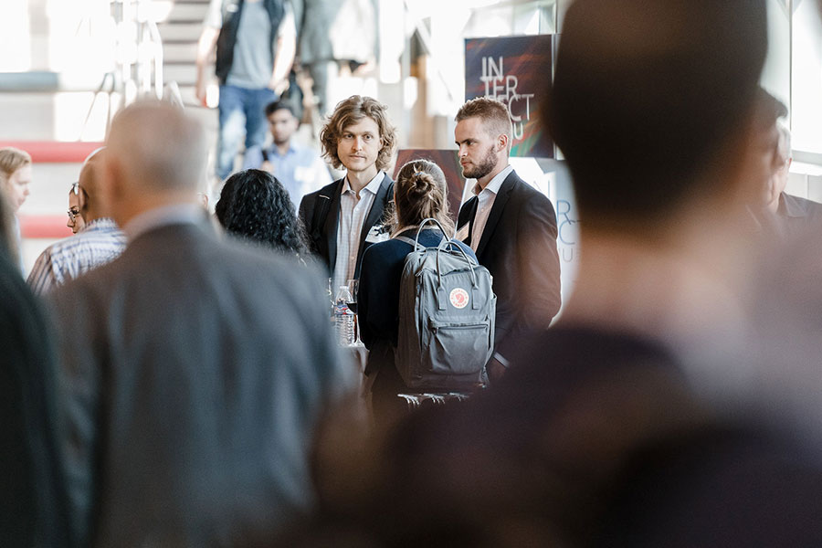 Conference attendees networking