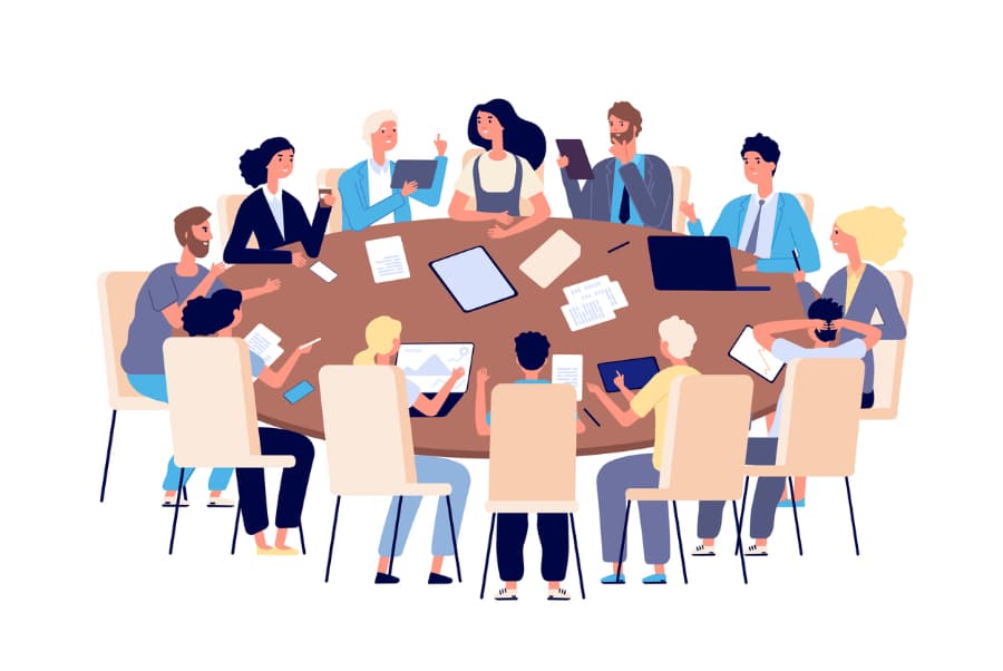 An illustration of people at a table