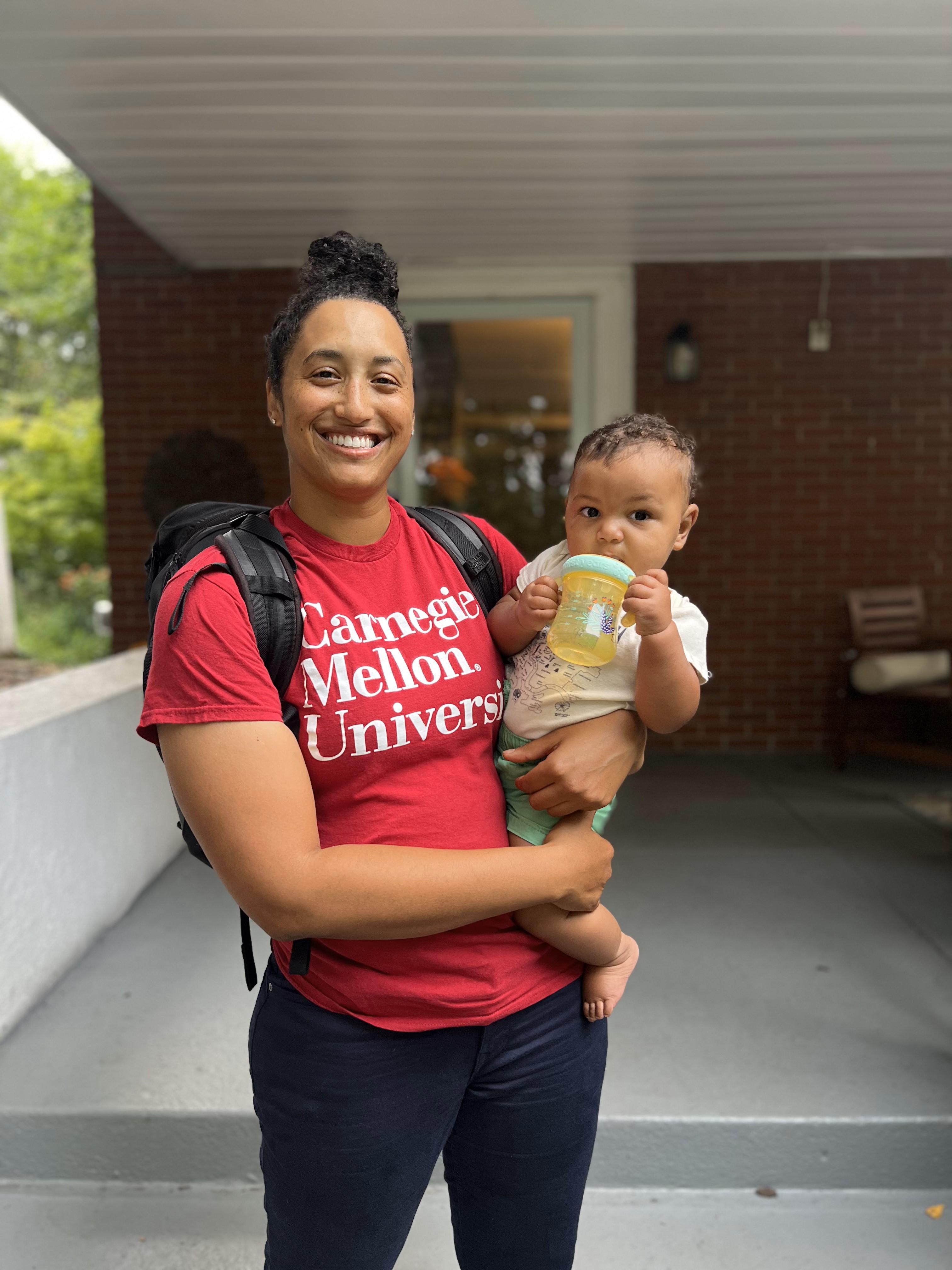 Maressa and her son, Sage, on the first day of school in fall 2023