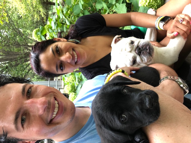 swetha arbuckle with husband and dogs