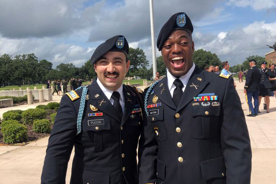 travis in uniform with fellow military member