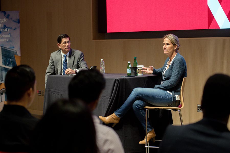 Christine DeFilippo and Dean Dammon at speakers event