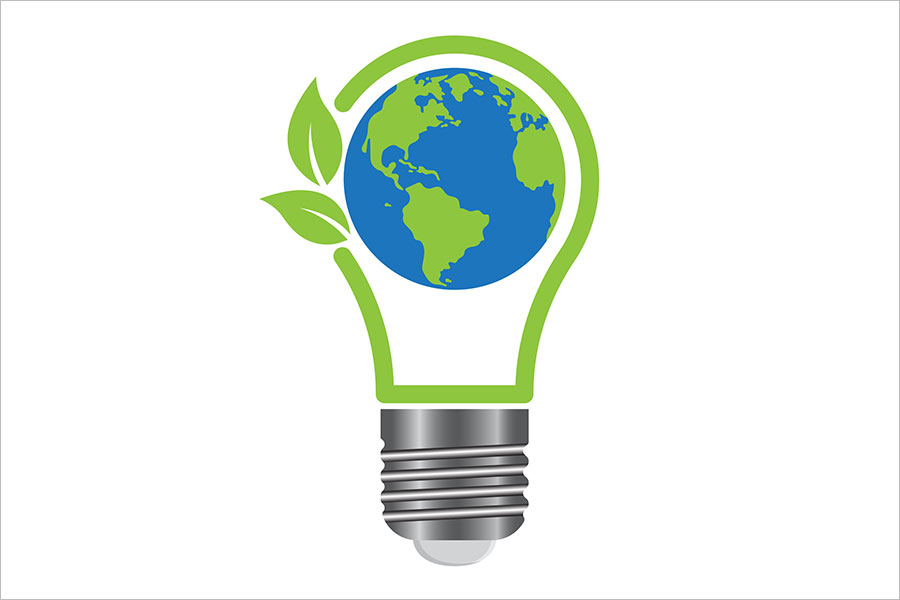 Lightbulb and green technology icon
