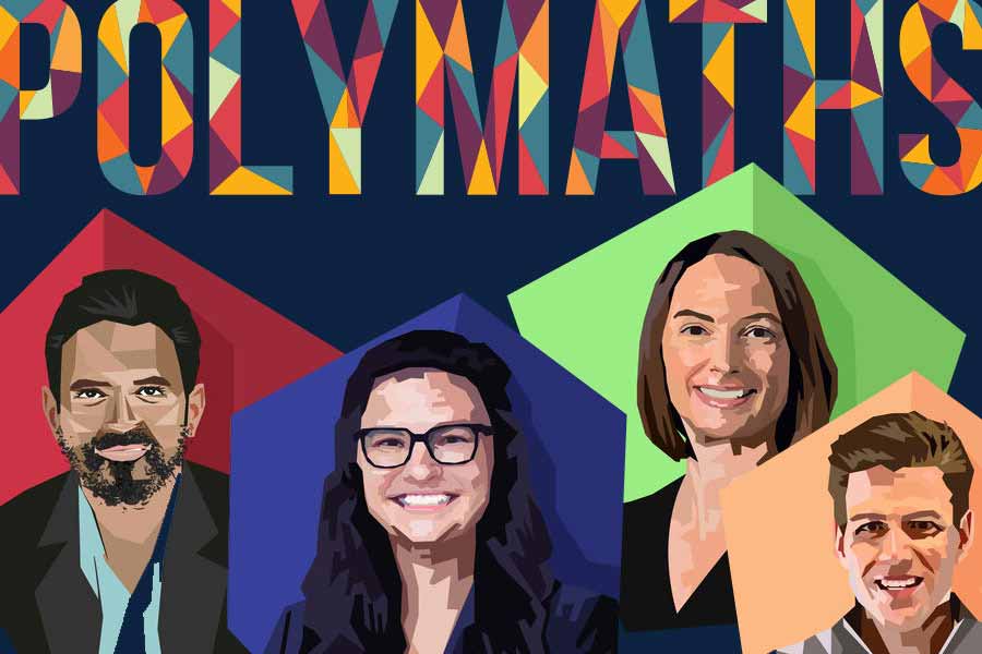 Polymaths: Sam Blake (MBA 2019), Aashay Doshi (MBA 2019), Alissa Marushak (MBA 2010), Kelly Mercer (MBA 2019)
