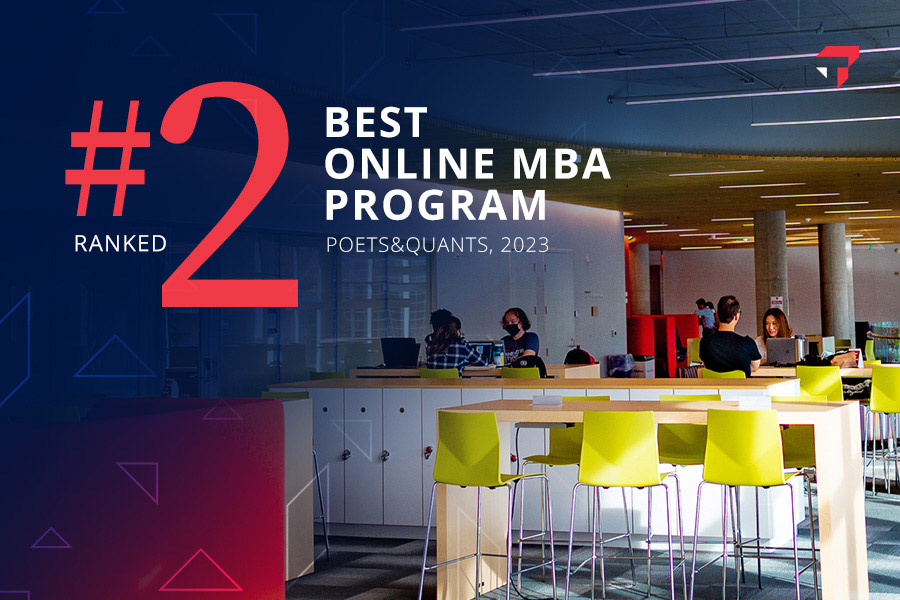 Image of MBA lounge with ranking graphic