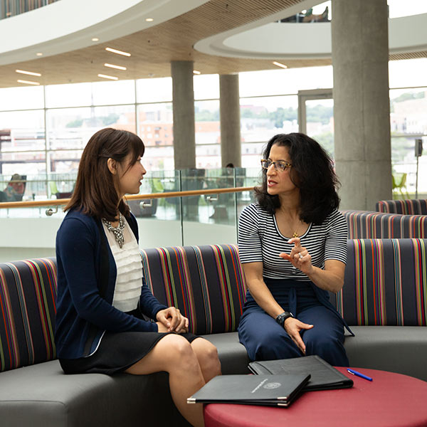 Career counselor and student