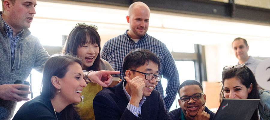 MBA students at leadership simulation