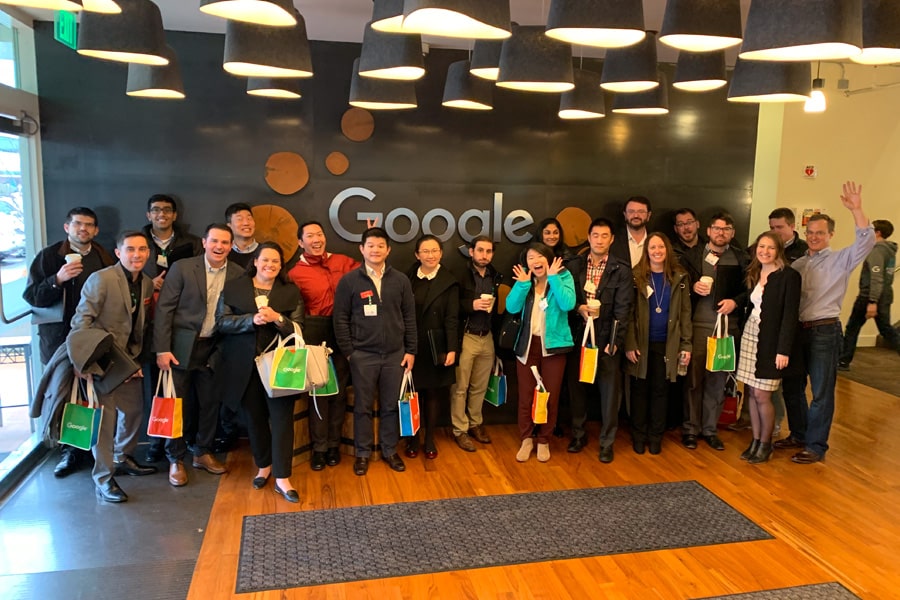 Group shot of club trip to Google