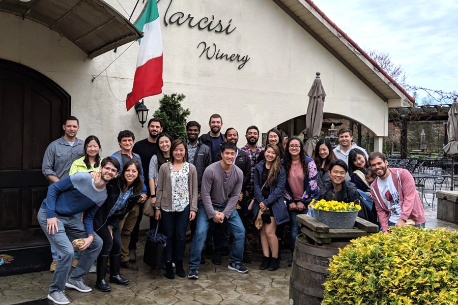 a group at a restaurant 