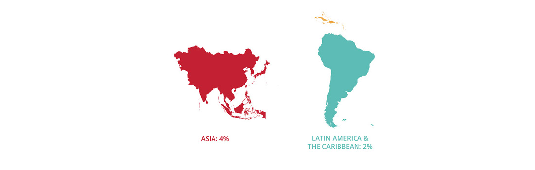 2019 intership map breakdown: 4% Asia, 2% Latin America and the Caribbean