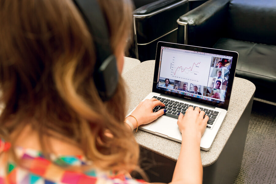 A female on a laptop