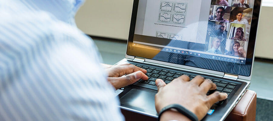 Student on a laptop for class