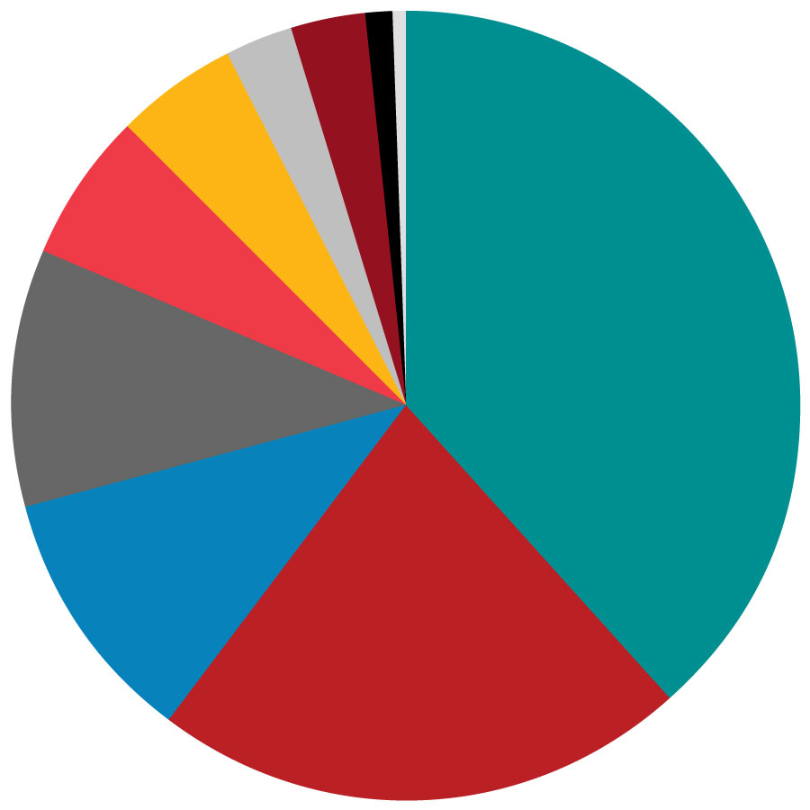 pie chart of internships by industry breakdown