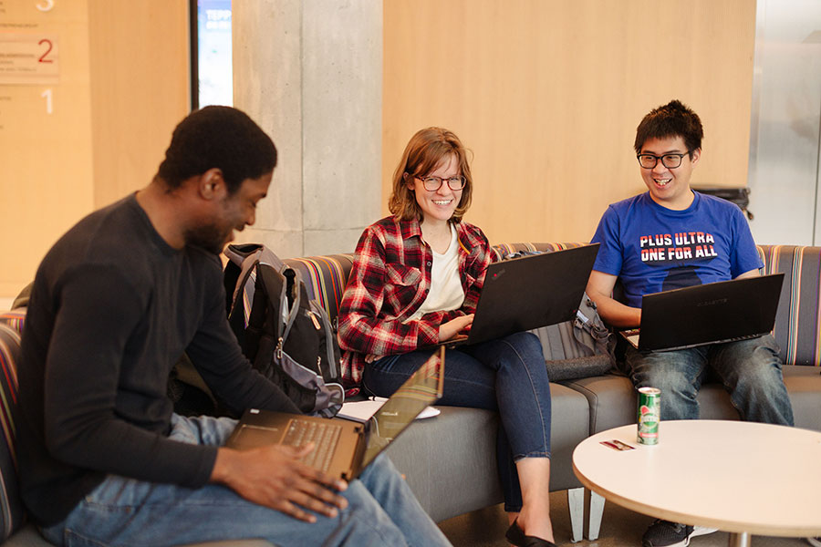 Economics students studying together