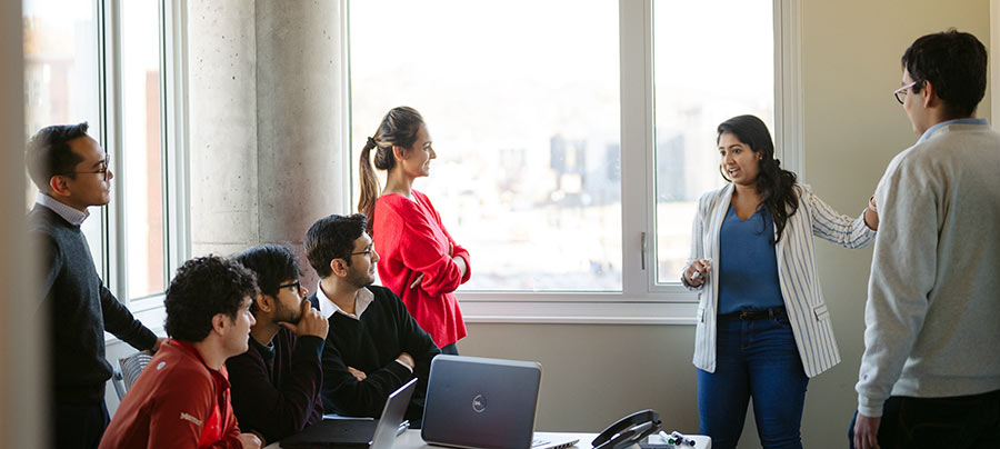 Students working on a group project