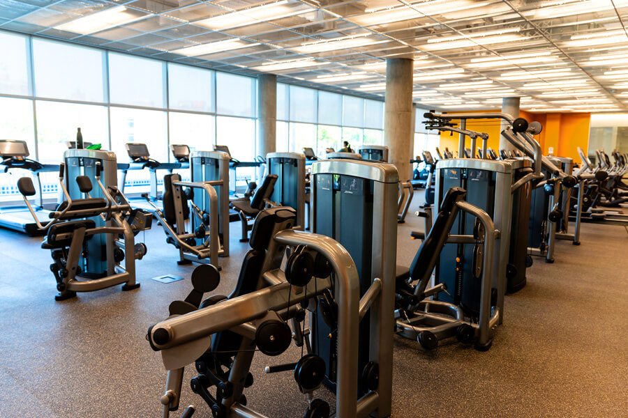 Photo of fitness center equipment.