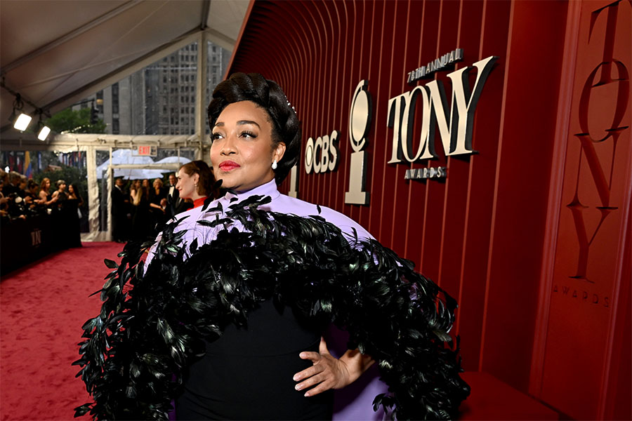 Natalie Venetia Belcon on the Tony Awards red carpet.