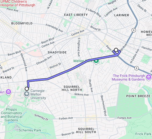 map of Chatham Eastside shuttle route