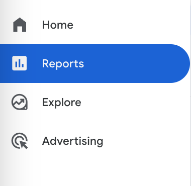 Side navigation of Google Analytics 4