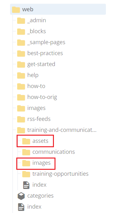 folder tree for a large site