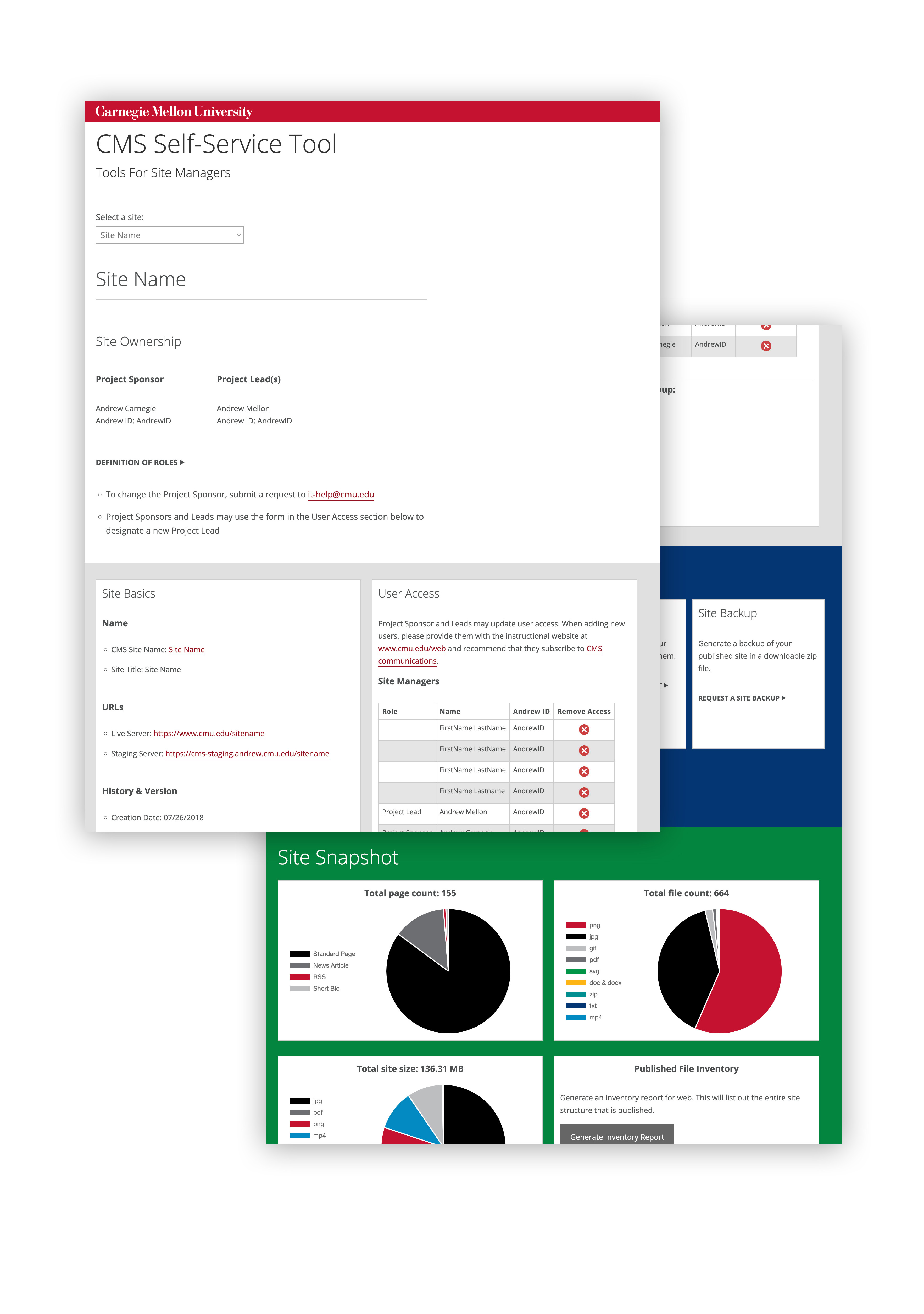 Stylized view of CMS Self-Service Tool