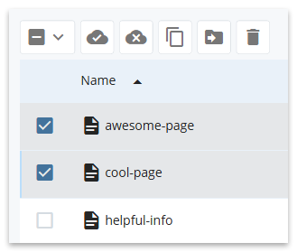 Selected pages with batch action tools
