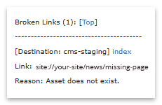 Broken link message in notification