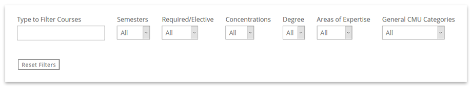 Course Index page dropdown menus