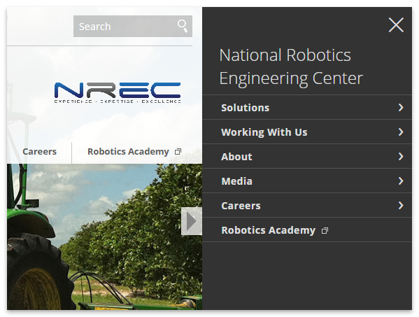 Example of an external link in the navigation of the NREC site.