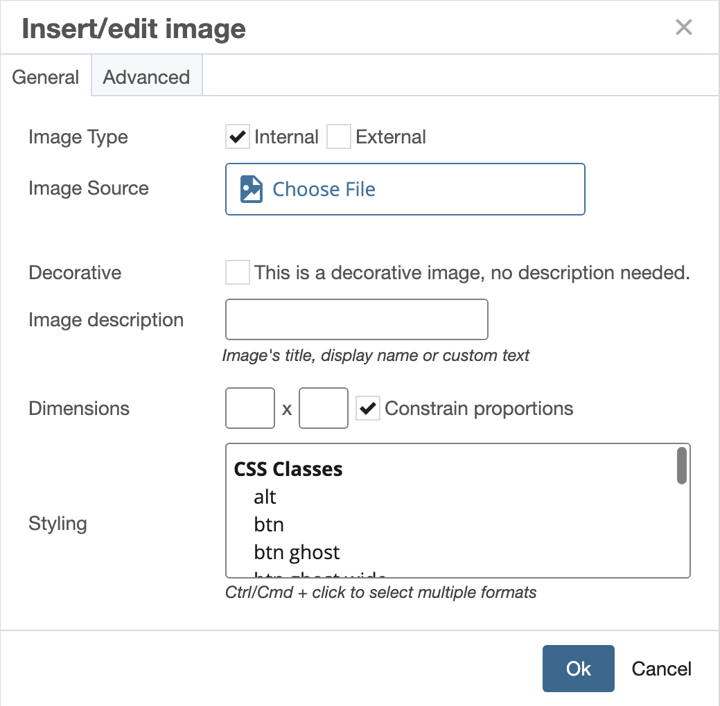 Insert or Edit Image Window