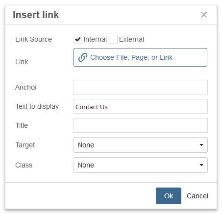 Insert Link window