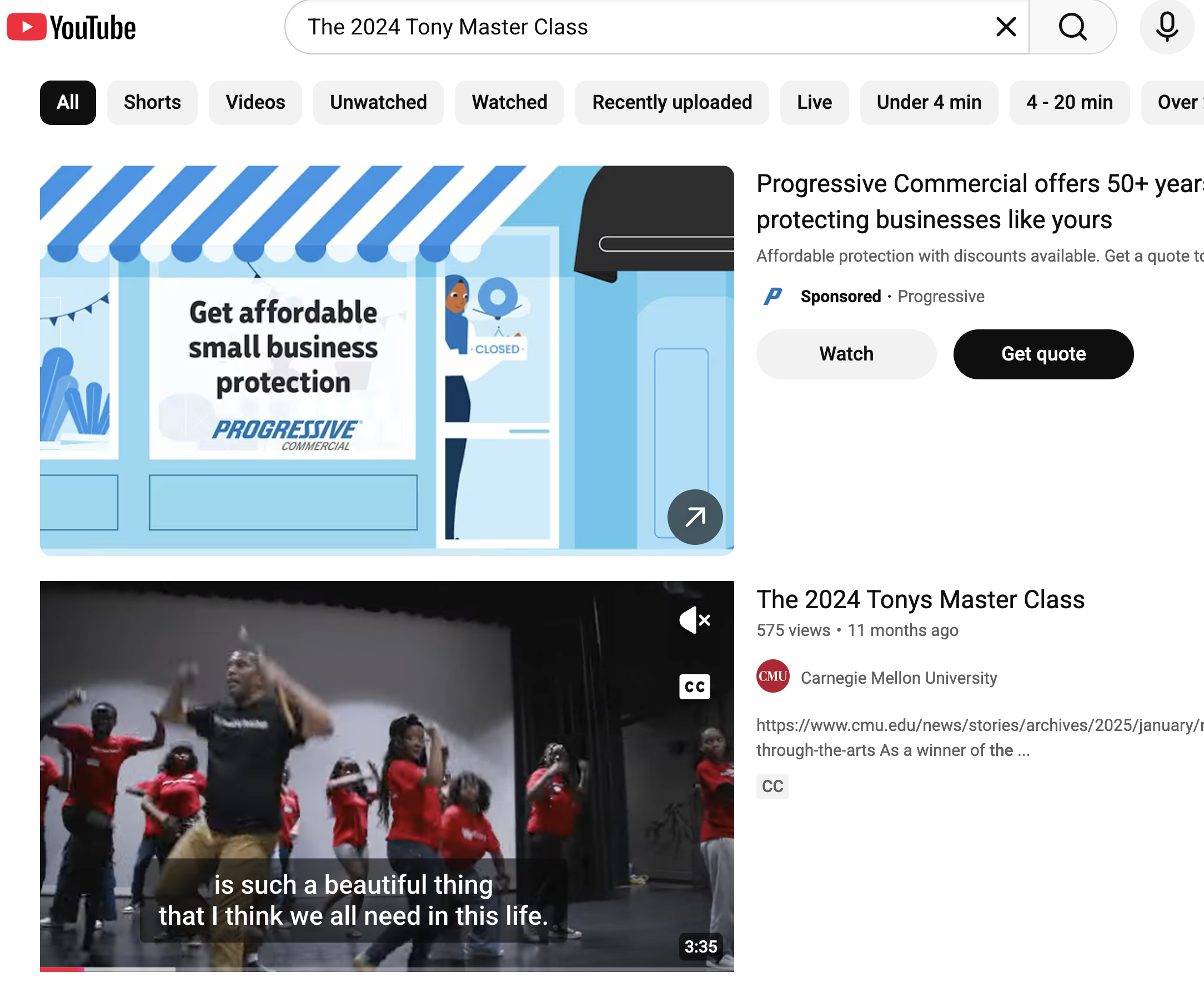 The 2024 Tonys Master Class on YouTube.