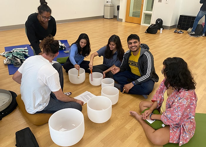 Participants try out bowls in Keeler Studio